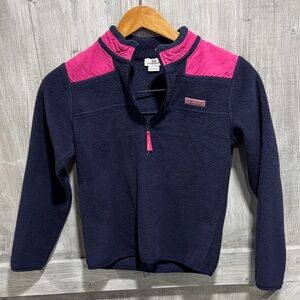 Vineyard Vines Kids Navy and Pink Fleece Pullover. Y1